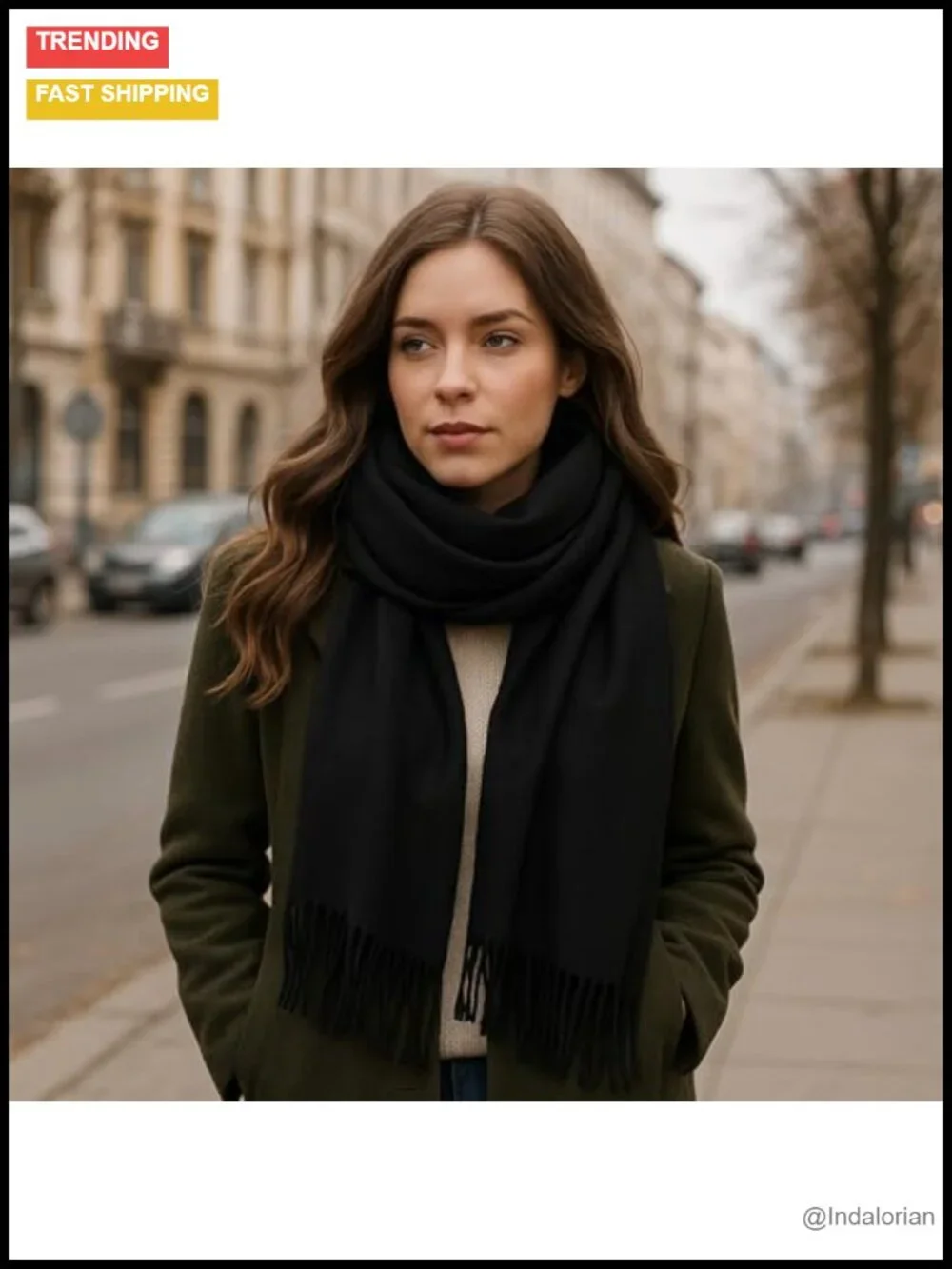 Oversized Faux Cashmere Plaid Scarf Shawl Wrap for Women